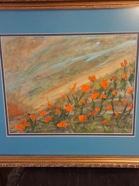 Original 11x14 Framed California Poppy Painting by JTC (Joseph Tyrone Collins)